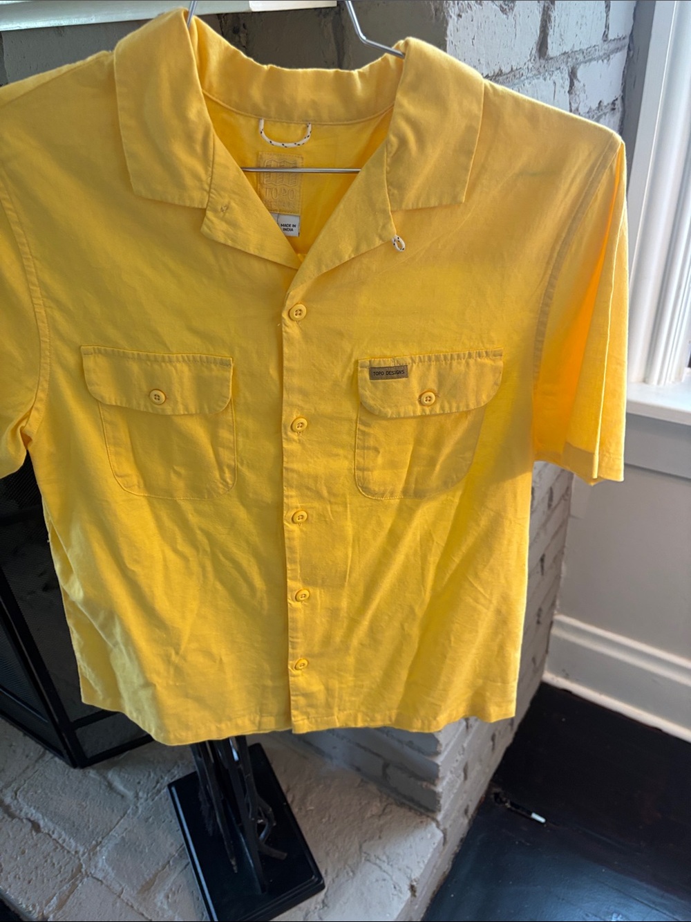 Topo Designs Day Tripper Yellow Short-Sleeve Button-Down Shirt